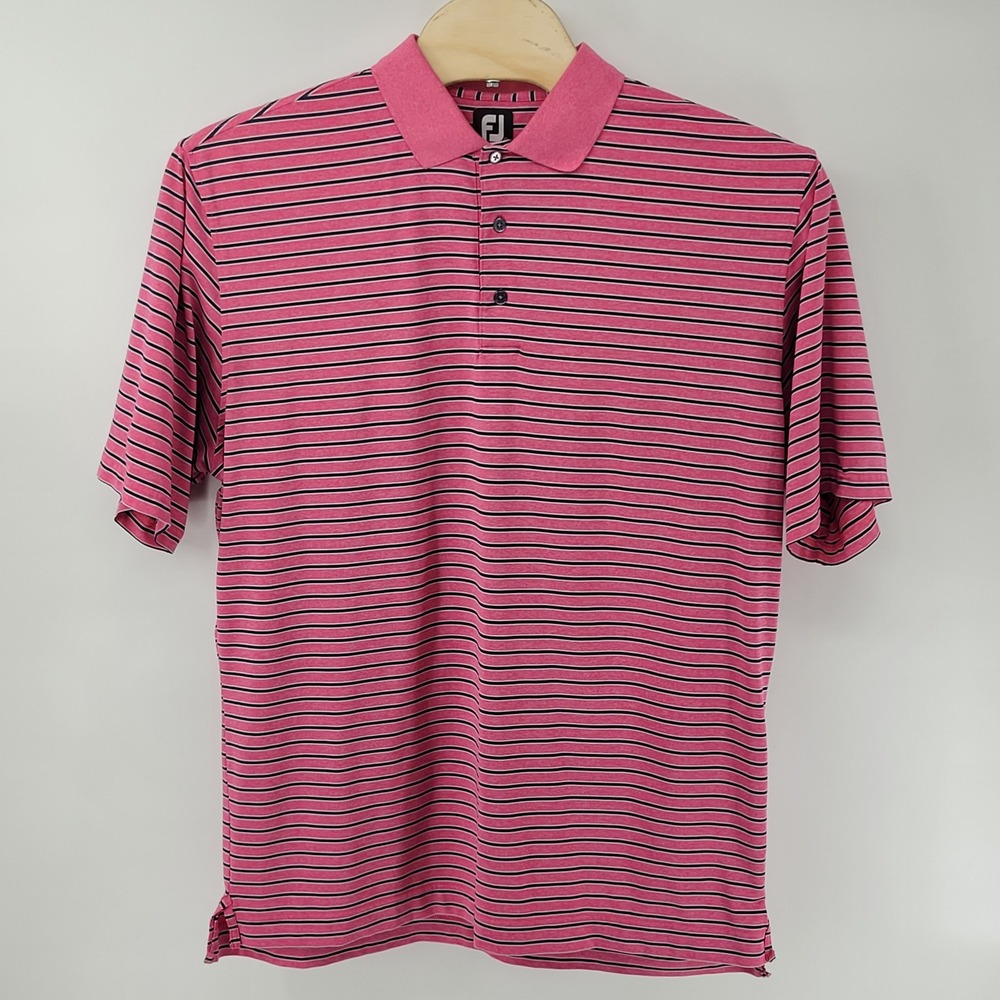 FootJoy‎ Polo Shirt Mens XXL Pink Striped Short Sleeve Golf Athletic Athletic - Picture 5 of 7